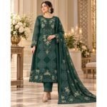 Maria.B BR-1499 Emerald Green Embroidered Viscose 3 Piece Suit