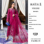 Maria.B BR-1507A Magenta Embroidered Viscose 3 Piece Suit - Image 2