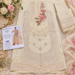 Maria.B BR-1220F Ivory Embroidered Viscose 3 Piece Suit - Image 4