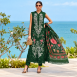 Maria.B BR-1220 H Emerald Green Embroidered Viscose 3 Piece Suit