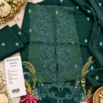 Maria.B BR-1220 H Emerald Green Embroidered Viscose 3 Piece Suit - Image 4
