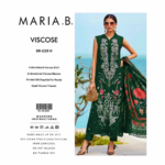 Maria.B BR-1220 H Emerald Green Embroidered Viscose 3 Piece Suit - Image 2