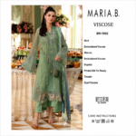 Maria.B BR-1502 Sage Green Embroidered Viscose 3 Piece Suit - Image 5