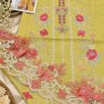 Maria.B BR-1501 Mustard Embroidered Viscose 3 Piece Suit - Image 3