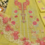 Maria.B BR-1501 Mustard Embroidered Viscose 3 Piece Suit - Image 6
