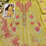 Maria.B BR-1501 Mustard Embroidered Viscose 3 Piece Suit - Image 4