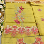 Maria.B BR-1501 Mustard Embroidered Viscose 3 Piece Suit - Image 5