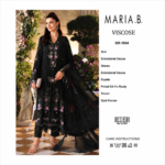 Maria.B BR-1504 Black Embroidered Viscose 3 Piece Suit - Image 6