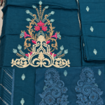 Maria.B Teal Blue Embroidered Viscose 3 Piece Suit - Image 5