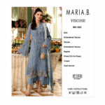Maria.B BR-1502 Steel Blue Embroidered Viscose 3 Piece Suit - Image 8