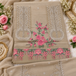 Maria.B SN-105 Beige Embroidered Viscose 3 Piece Suit - Image 2
