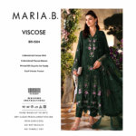 Maria.B BR-1504 Emerald Green Embroidered Viscose 3 Piece Suit - Image 2