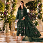 Maria.B BR-1504 Emerald Green Embroidered Viscose 3 Piece Suit