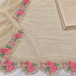 Maria.B SN-105 Beige Embroidered Viscose 3 Piece Suit - Image 6