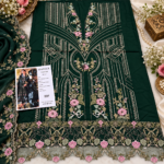 Maria.B BR-1504 Emerald Green Embroidered Viscose 3 Piece Suit - Image 7