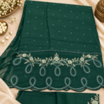 Maria.B BR-1499 Emerald Green Embroidered Viscose 3 Piece Suit - Image 3