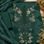 Maria.B BR-1499 Emerald Green Embroidered Viscose 3 Piece Suit - Image 6