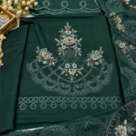 Maria.B BR-1499 Emerald Green Embroidered Viscose 3 Piece Suit - Image 4