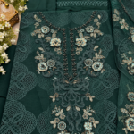Maria.B BR-1499 Emerald Green Embroidered Viscose 3 Piece Suit - Image 5