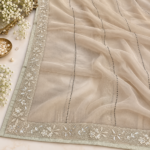 Maria.B Chiffons D1 Volume 07 – Luxury Beige Embroidered Chiffon 3 Piece Unstitched Suit with Hand Embellishments - Image 3