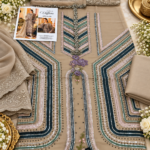 Maria.B Chiffons D1 Volume 07 – Luxury Beige Embroidered Chiffon 3 Piece Unstitched Suit with Hand Embellishments - Image 6
