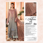 Luxury Dusty Pink & Silver Grey Embroidered Chiffon 3 Piece Suit – Elegant Floral Embellished Pakistani Formal Dress with Dupatta - Image 4