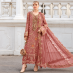 Maria.B BR-1183 Dusty Rose Embroidered Viscose 3 Piece Suit
