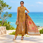 Maria.B BR-1220 H Mustard Embroidered Viscose 3 Piece Suit