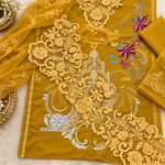 Maria.B BR-1220 H Mustard Embroidered Viscose 3 Piece Suit - Image 2