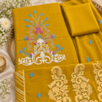 Maria.B BR-1220 H Mustard Embroidered Viscose 3 Piece Suit - Image 4