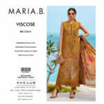 Maria.B BR-1220 H Mustard Embroidered Viscose 3 Piece Suit - Image 5