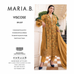 Maria.B BR-1207 Mustard Embroidered Viscose 3 Piece Suit - Image 3