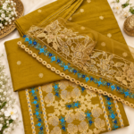 Maria.B BR-1207 Mustard Embroidered Viscose 3 Piece Suit - Image 2