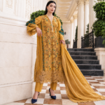 Maria.B BR-1207 Mustard Embroidered Viscose 3 Piece Suit
