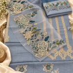Maria.B BR-1502 Steel Blue Embroidered Viscose 3 Piece Suit - Image 7