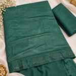 Emerald Green Embroidered Chiffon Formal Suit with Matching Dupatta - Image 3