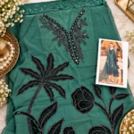 Emerald Green Embroidered Chiffon Formal Suit with Matching Dupatta - Image 5