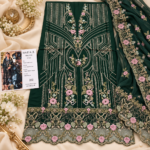 Maria.B BR-1504 Emerald Green Embroidered Viscose 3 Piece Suit - Image 5
